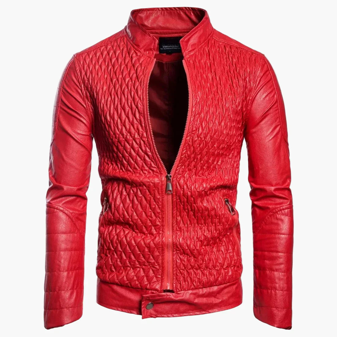 Leather Jacket Biker Style Stand-Up Collar Trendy