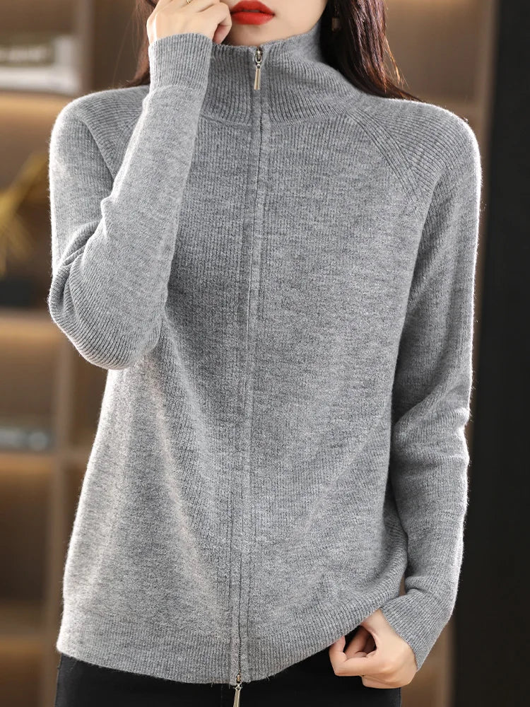 Fashionable Vest Double Zipper Celeste