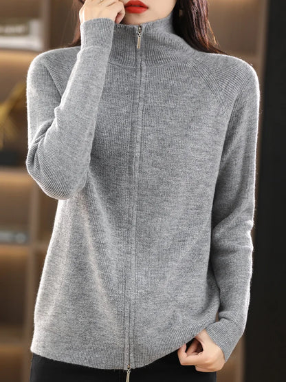 Fashionable Vest Double Zipper Celeste