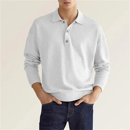 Men's Long-Sleeved Polo Shirt Modern Casual Look