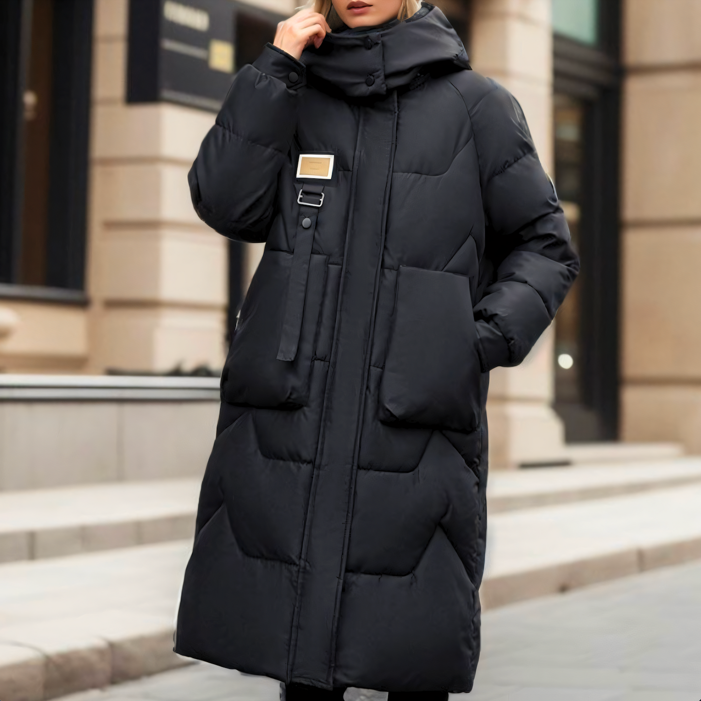 Long Winter Jacket Hood Puffer Quilted Vest