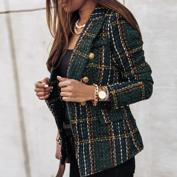 Stylish Plaid Blazer for Women