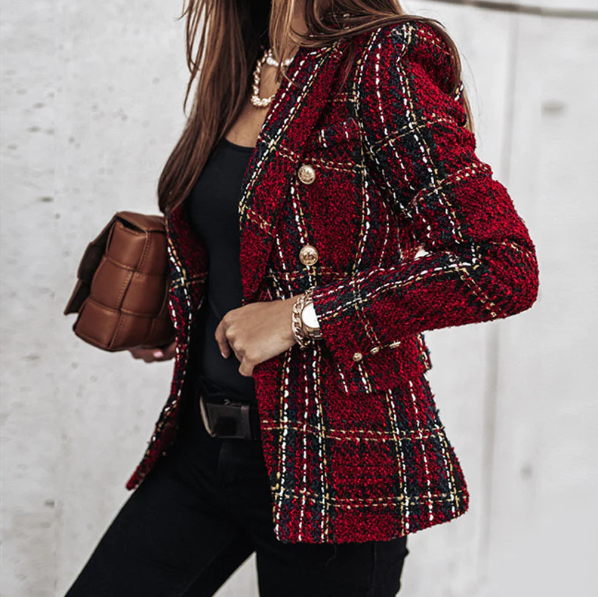 Stylish Plaid Blazer for Women