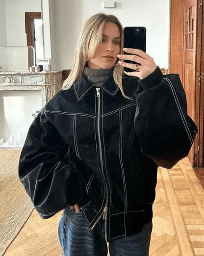 Black Leather Jacket Trendy and Casual