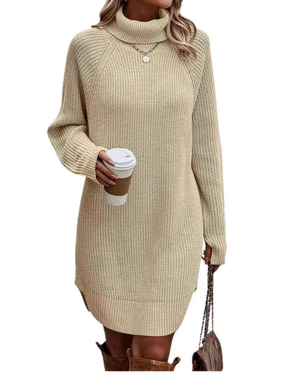 Weiches Damen Sweatkleid Mit Kragen - IdealeKleiden