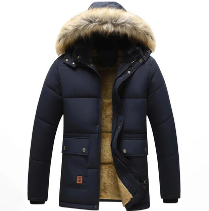 Men's Winter Jacket - Padded Hooded Parka Warm