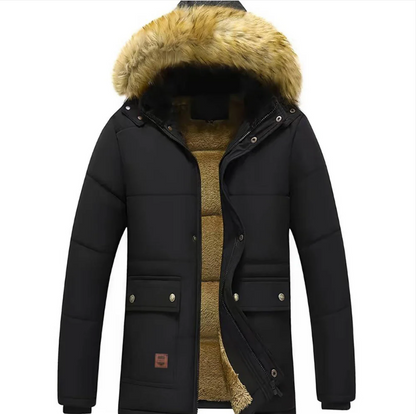 Men's Winter Jacket - Padded Hooded Parka Warm
