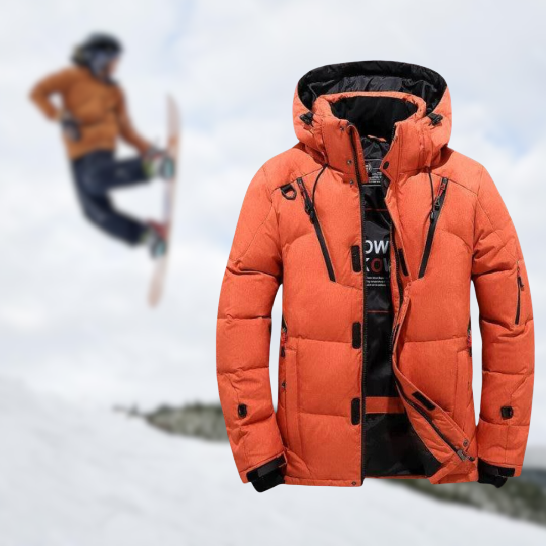Herren Daunenjacke Warm Kapuze Schneefest - IdealeKleiden