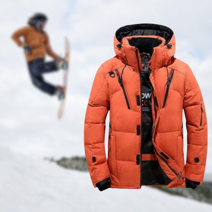 Herren Daunenjacke Warm Kapuze Schneefest - IdealeKleiden