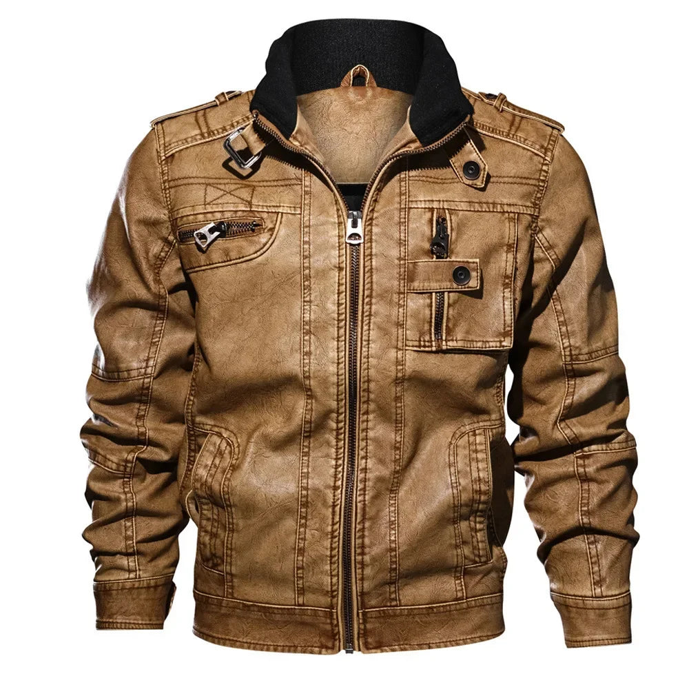 Stylish Men's Leather Motorcycle Jacket
