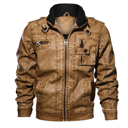 Stylish Men's Leather Motorcycle Jacket