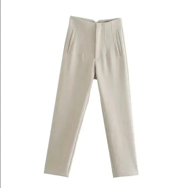 Hohe Bund Slim Fit Hose - IdealeKleiden
