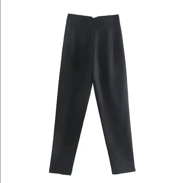 High Waist Slim Fit Trousers