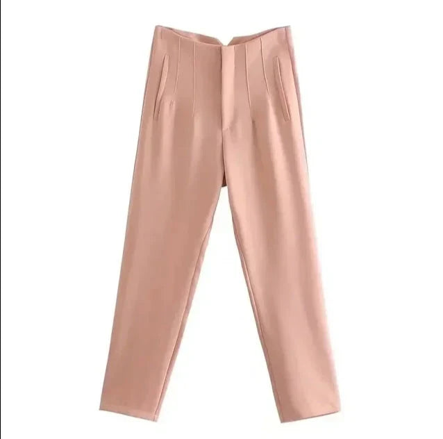 High Waist Slim Fit Trousers
