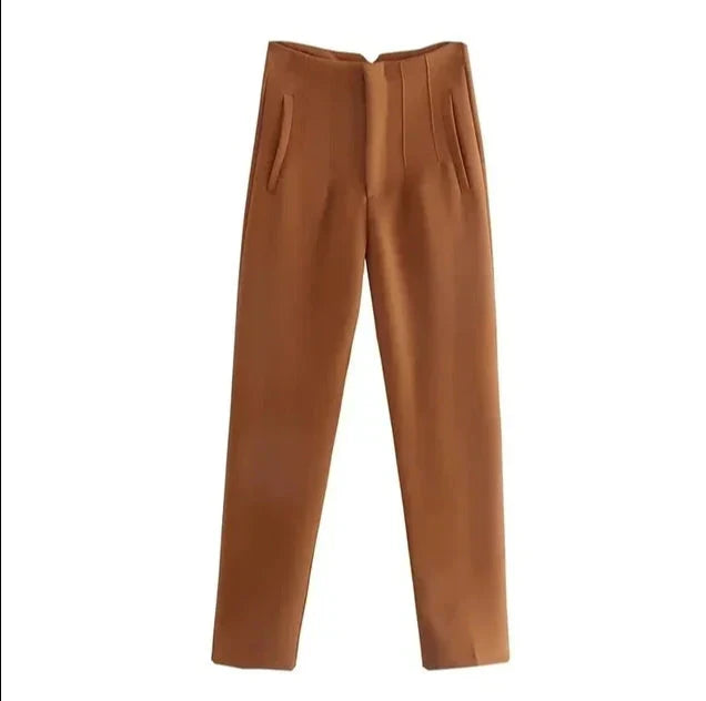 High Waist Slim Fit Trousers