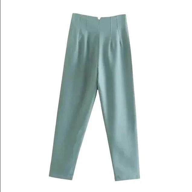 High Waist Slim Fit Trousers