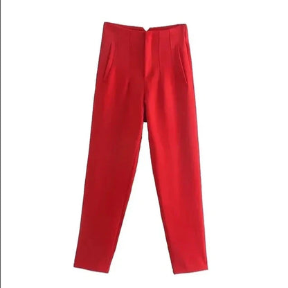 High Waist Slim Fit Trousers
