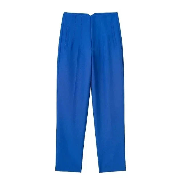High Waist Slim Fit Trousers