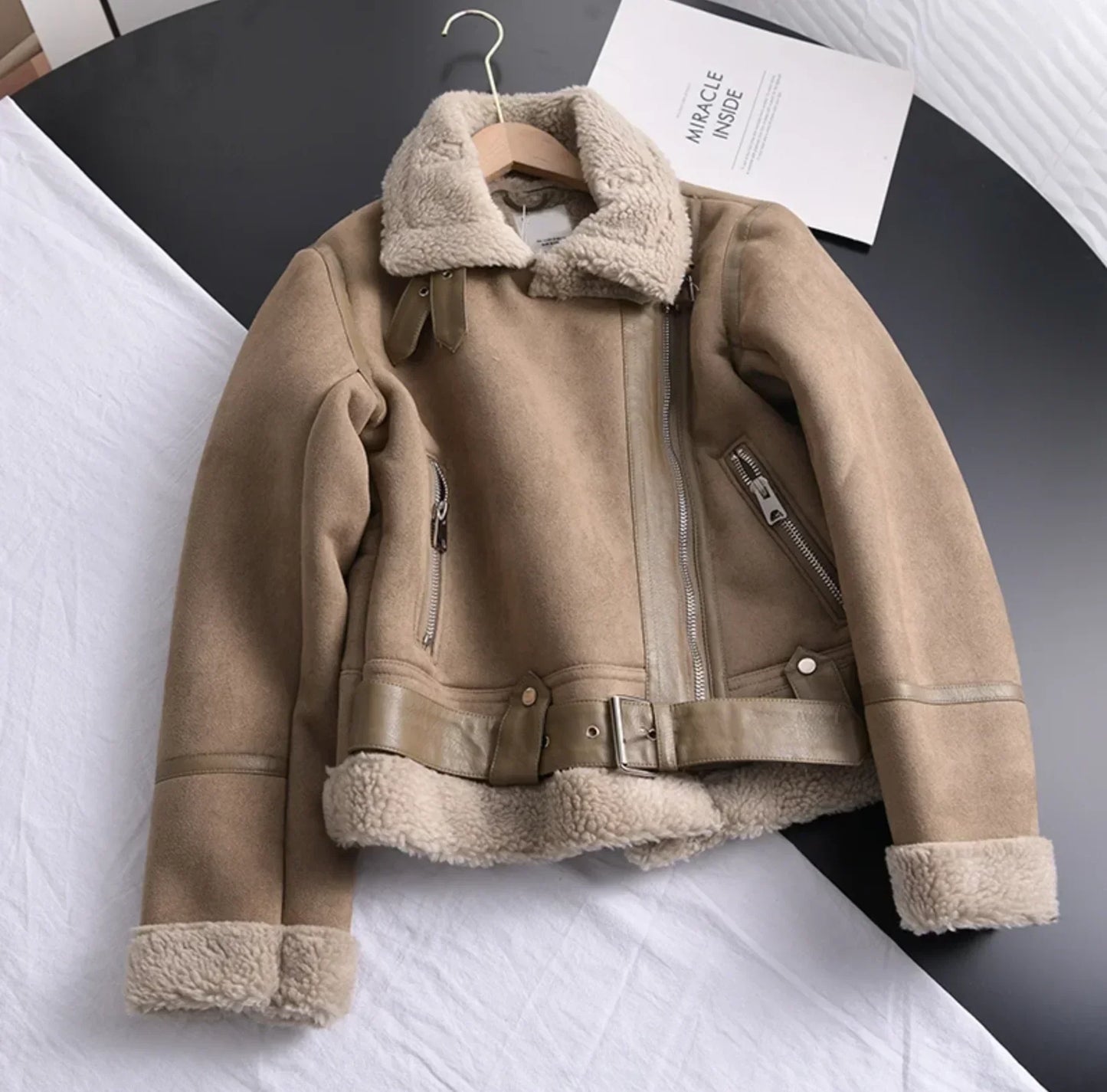 Warm Fleece Bomber Jacket Sherpa Style