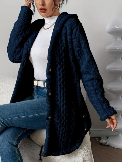 Women's Plus Size Teddy Jacket with Hood