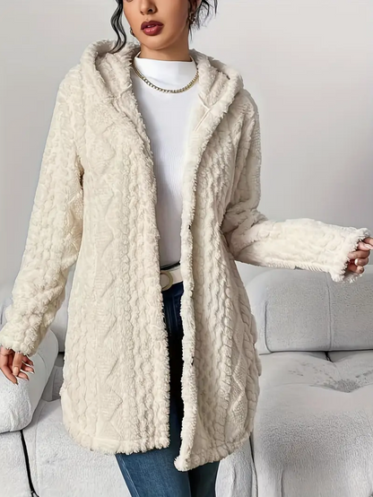 Women's Plus Size Teddy Jacket with Hood