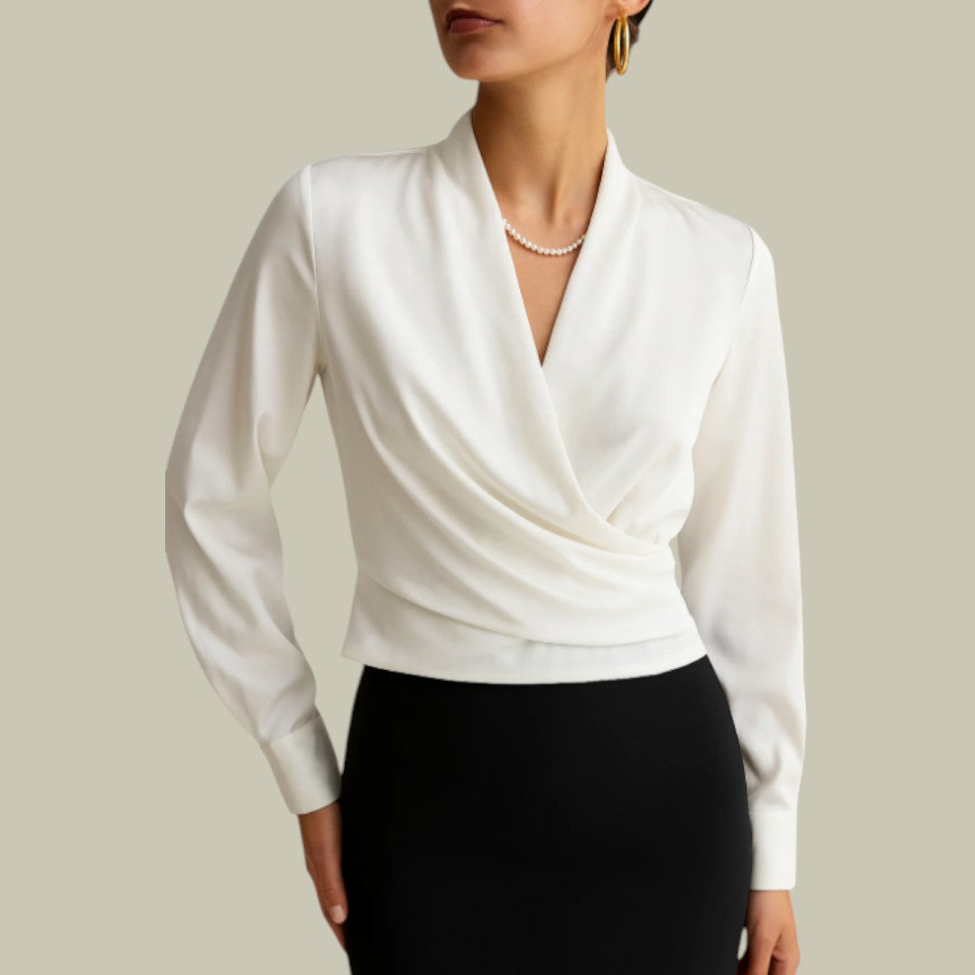 Elegant Women's Satin Wrap Blouse