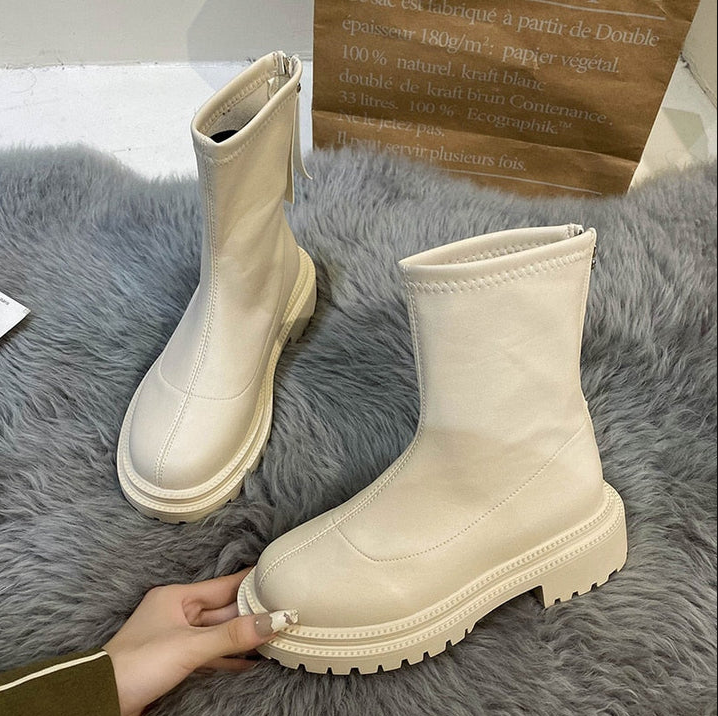 Damen Stiefel Modern Lederoptik