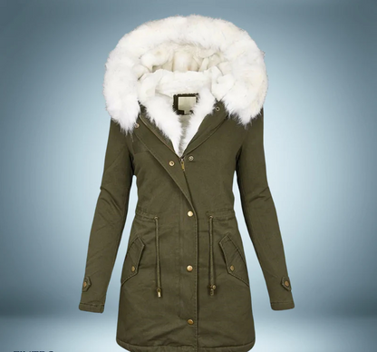 Stylish Women's Black Parka with Fur Trim