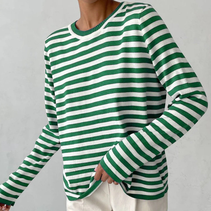 Long-sleeved shirt with stripes in autumn colours