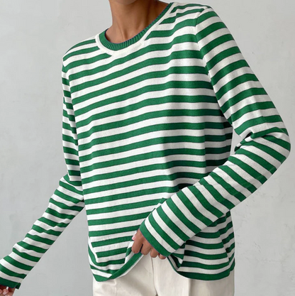 Long-sleeved shirt with stripes in autumn colours