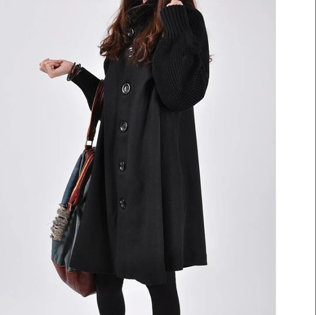 Wintermantel Damen Rollkragen Pullover Style - IdealeKleiden