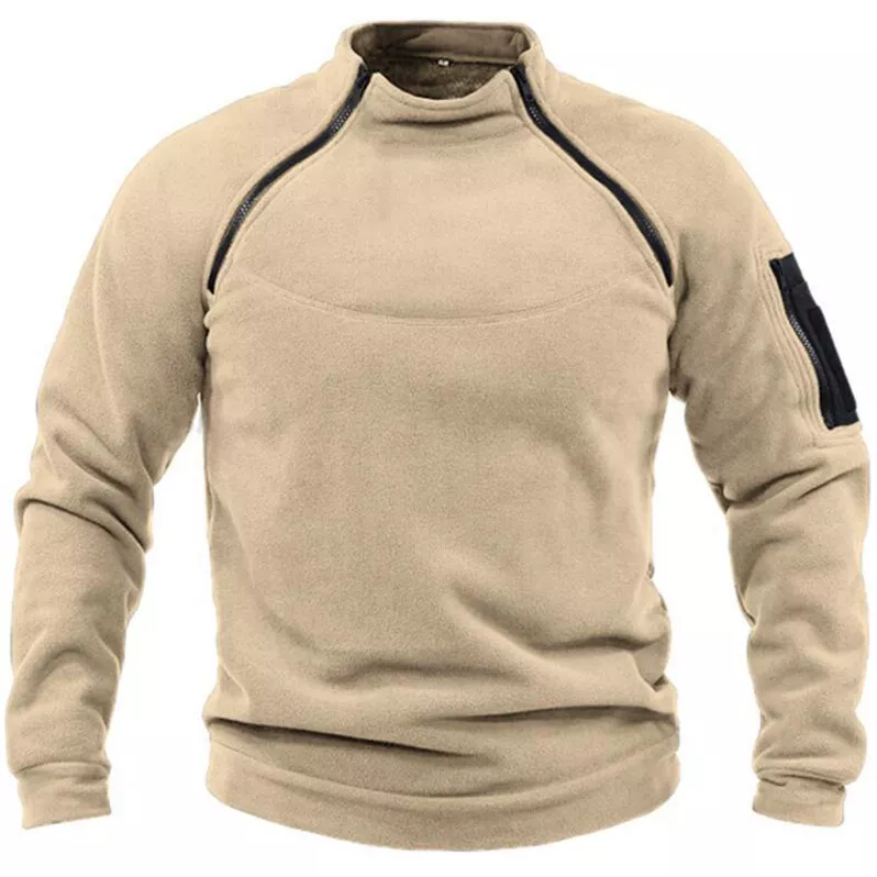 Men's Tactical Fleece Pullover Zipper Pockets