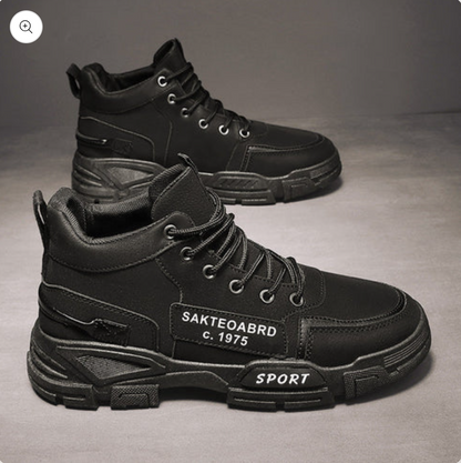 Herren Lederstiefel Elegant Schwarz