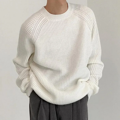 Comfortable Knitted Round Neck Sweater White