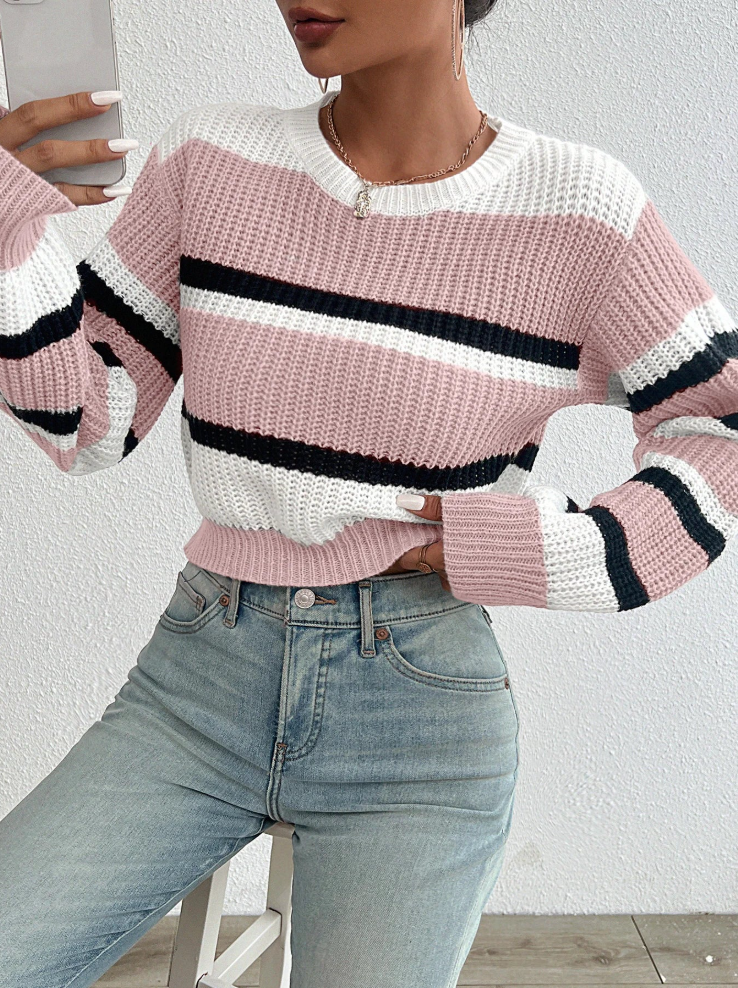 Damen Strickpullover Großzügig Oversized Rundhals