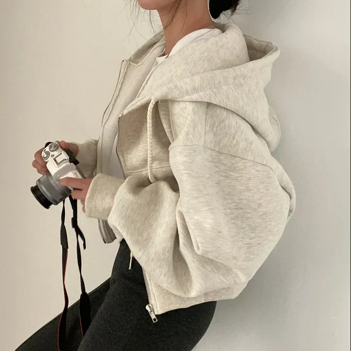 Damen Winterpullover Oversized Reißverschluss
