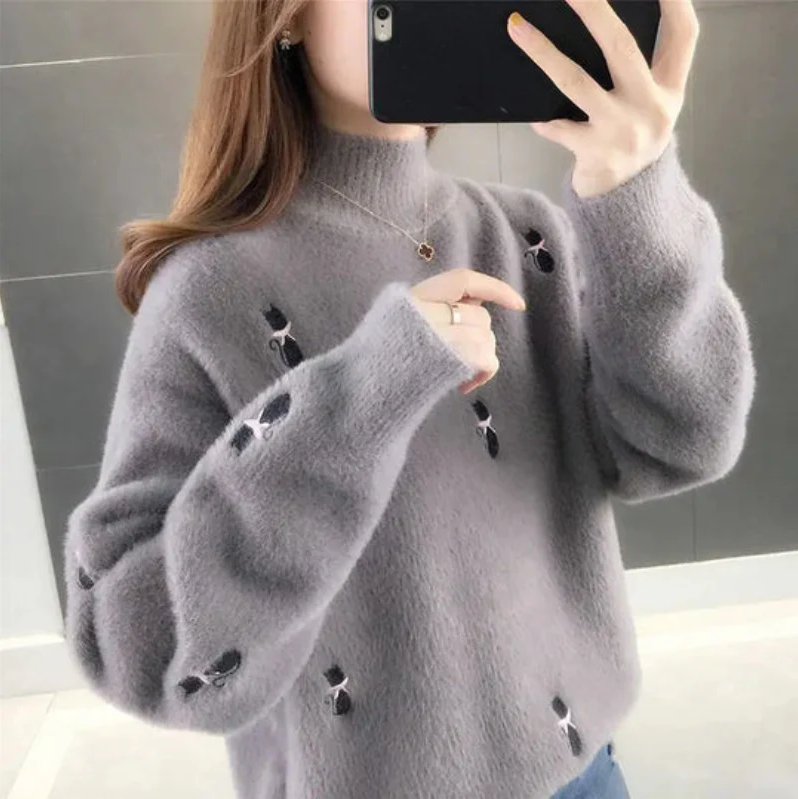 Soft Fluffy Turtleneck Sweater for Women