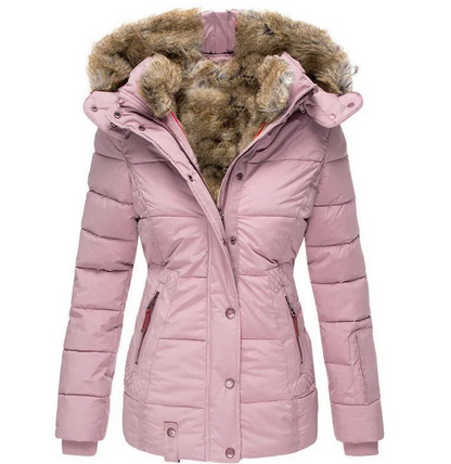 Women's Winter Coat Fur Hood Luxury Design