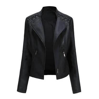 Marie - Elegant Leather Biker Jacket