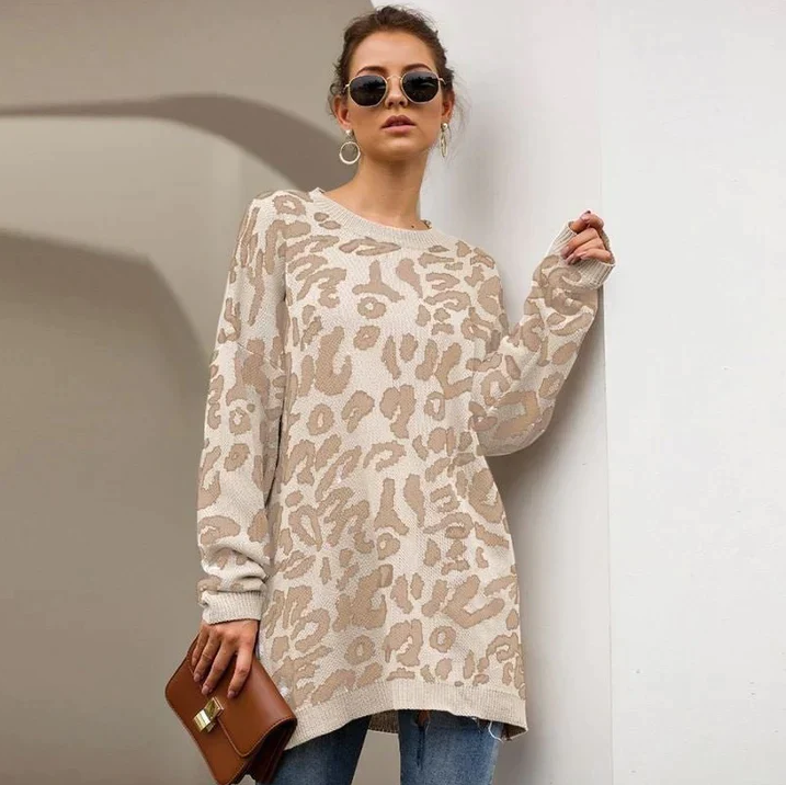 Leopard Pullover Damen Trendy
