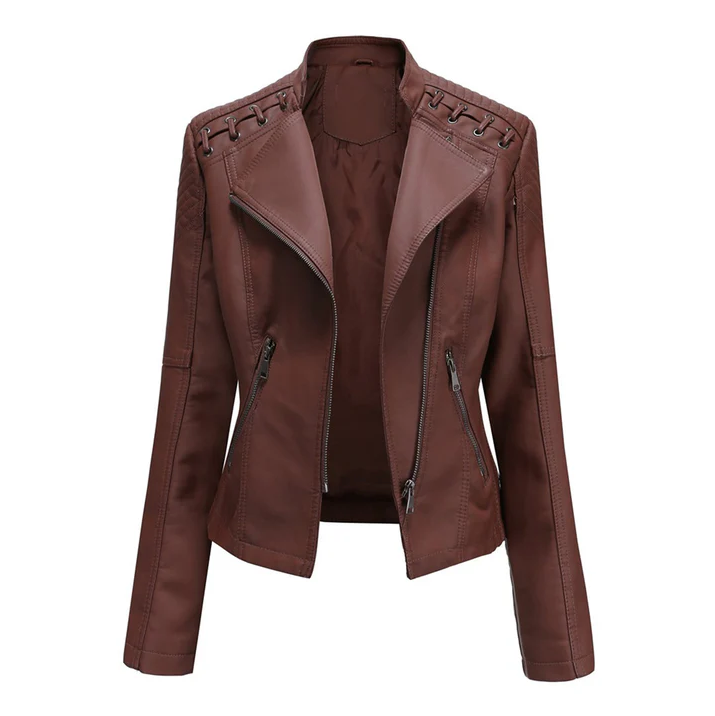 Marie - Elegant Leather Biker Jacket