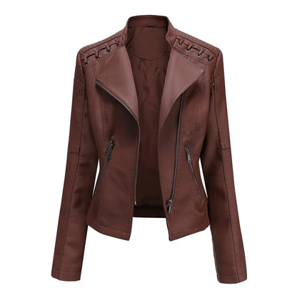 Marie - Elegant Leather Biker Jacket