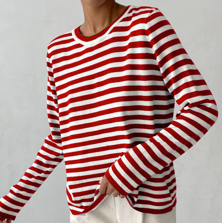 Long-sleeved shirt with stripes in autumn colours