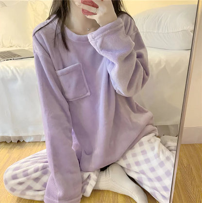 Weiches Fleece Pyjama Set Damen