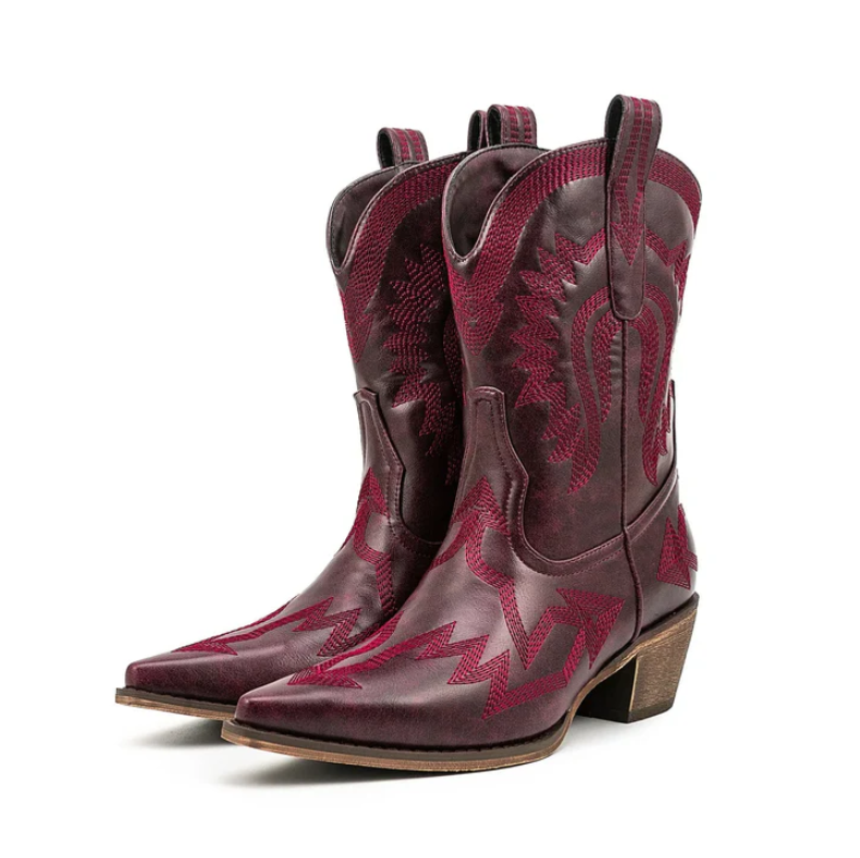 Elegant Leather Cowboy Boots for Women in Western Style