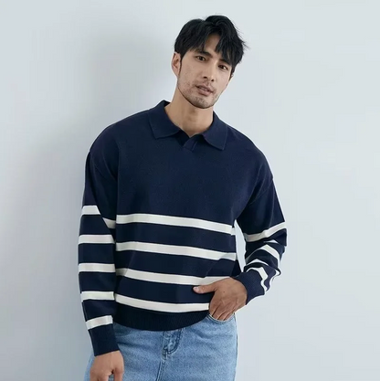 Men's Striped Collar Knit Sweater Modern