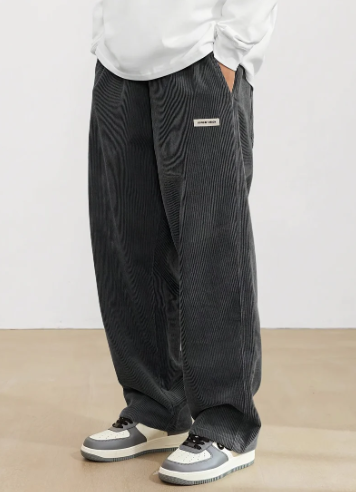 Men's Brown Corduroy Trousers with Multiple Pockets