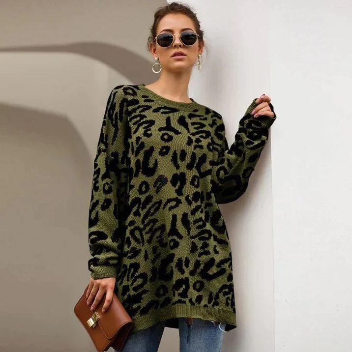 Leopard Pullover Damen Trendy