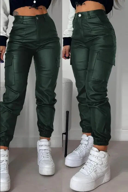 Stylish Men's Leather Cargo Pants