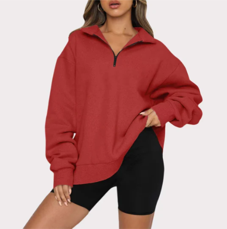 Women's Sweatshirt with Collar, Elegant Style
